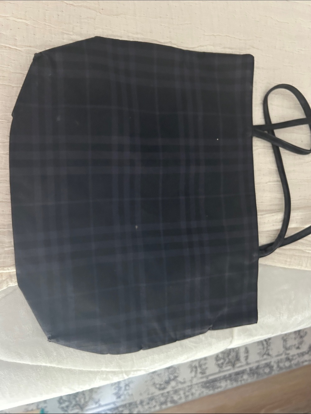 Burberry Black Navy Plaid Tote Bag - Picture 2 of 3